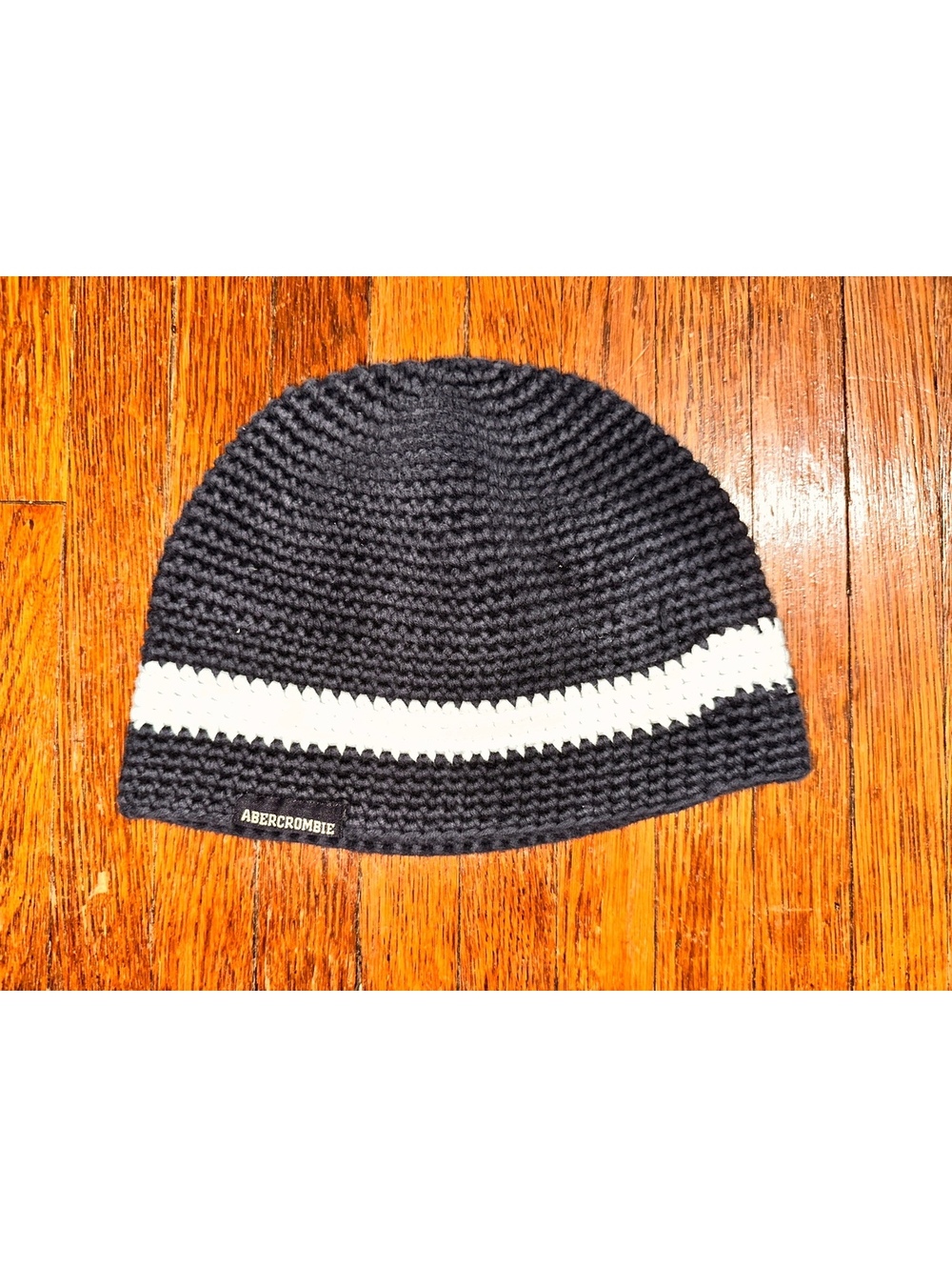 Y2K Vintage Abercrombie and Fitch Navy White Logo Knit Beanie Cotton